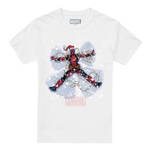 Deadpool Unisex Adult Snow Angels Christmas T-Shirt / White
